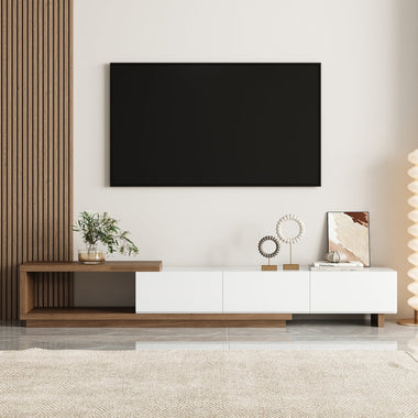 Meuble TV Harmonie Blanc & Noyer - GoDesign.ma