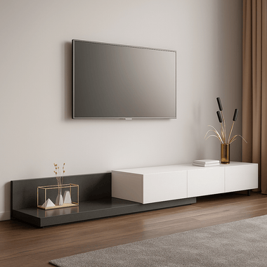 Meuble TV Moderne Kayla Noir & Blanc - GoDesign.ma