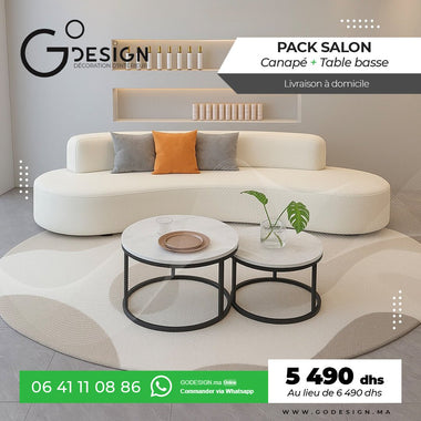 Pack canapé + Table basse en céramique - GoDesign.ma