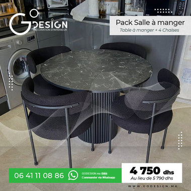 Table Ă  manger + 4 Chaises - GoDesign.ma