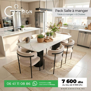 Table à manger + 6 chaises - GoDesign.ma