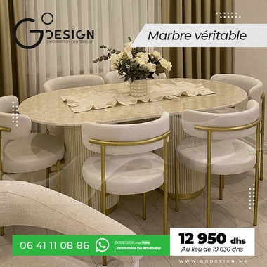 Table à manger ovale + 6 chaises - GoDesign.ma