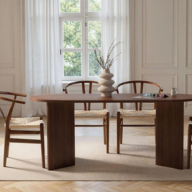 Table à manger Sabline en bois effet noyer - GoDesign.ma