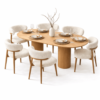 Pack PRESTIGE – Table à Manger Ovale + 6 Chaises - GoDesign.ma