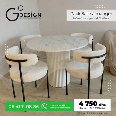 Table Ă  manger + 4 Chaises - GoDesign.ma